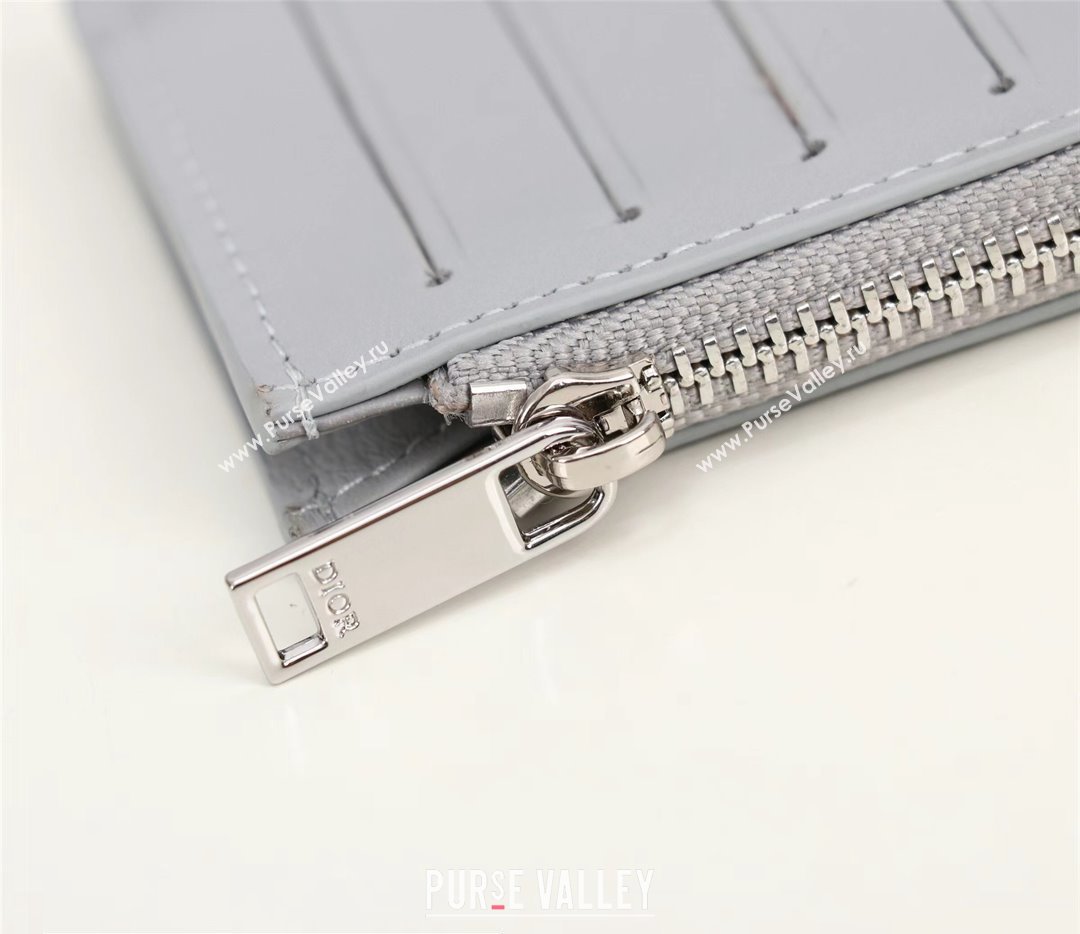 Dior Zipped Card Holder in Gray CD Diamond Canvas (ziyin-23101326)