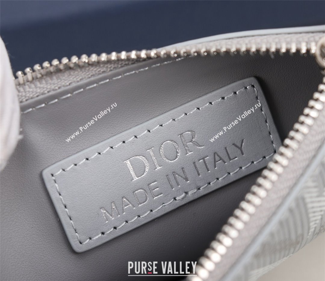 Dior Zipped Card Holder in Gray CD Diamond Canvas (ziyin-23101326)
