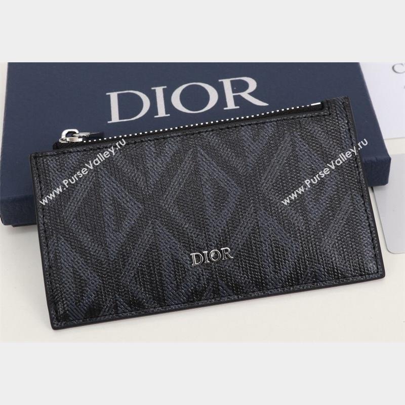 Dior Zipped Card Holder in Black CD Diamond Canvas (ziyin-23101325)