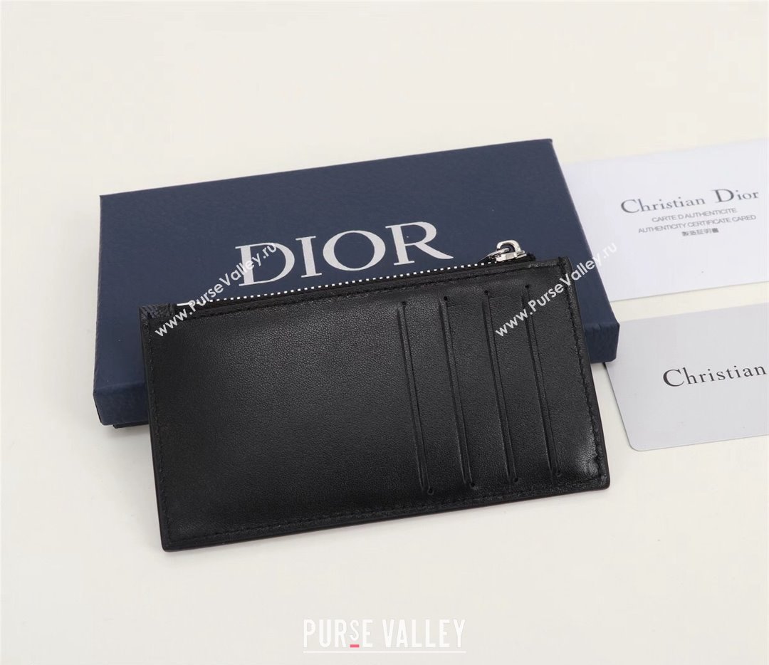 Dior Zipped Card Holder in Black CD Diamond Canvas (ziyin-23101325)