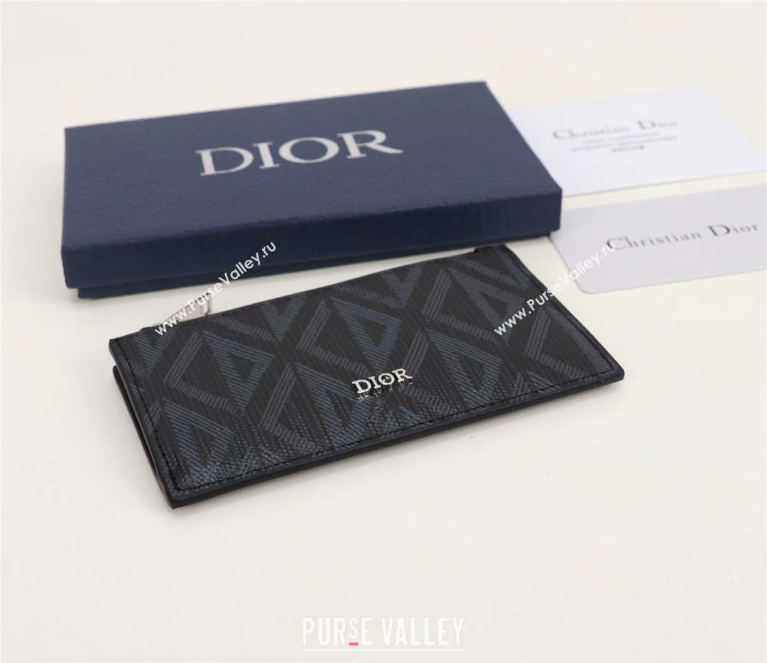 Dior Zipped Card Holder in Black CD Diamond Canvas (ziyin-23101325)