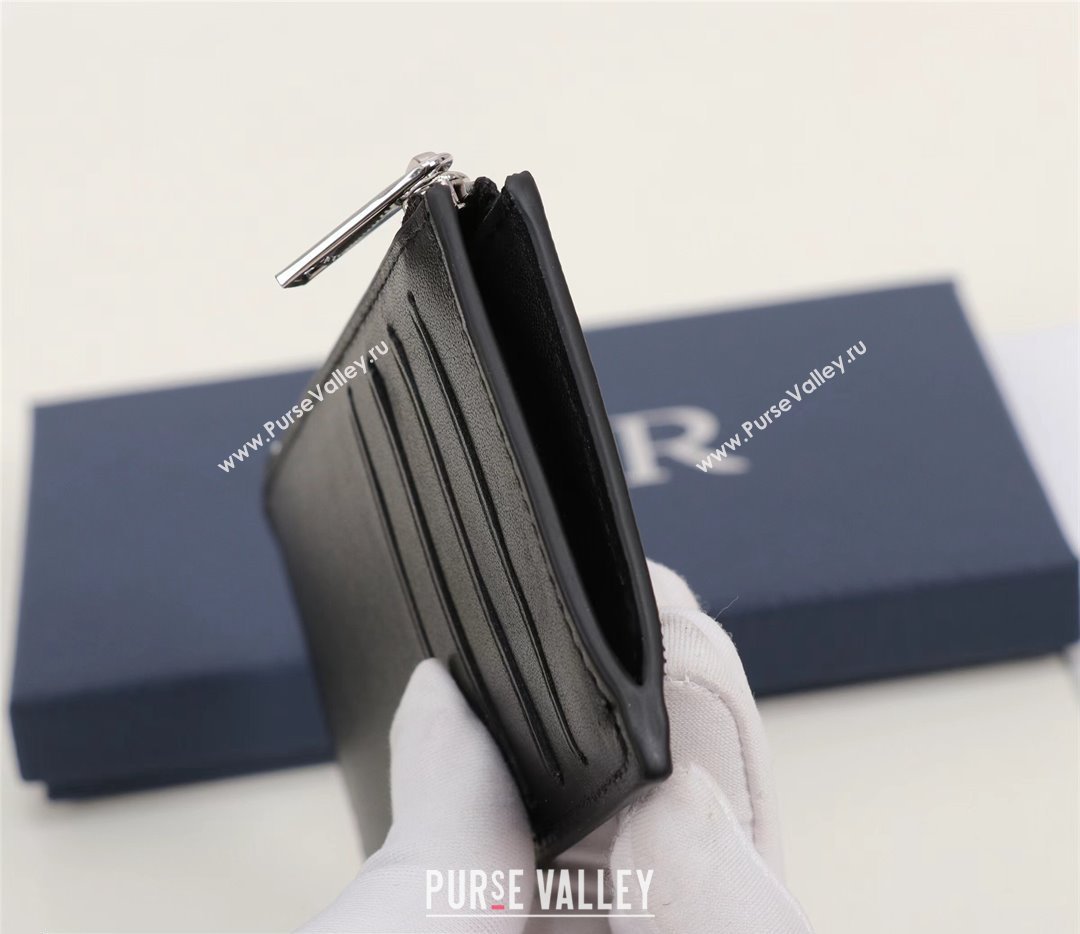 Dior Zipped Card Holder in Black CD Diamond Canvas (ziyin-23101325)