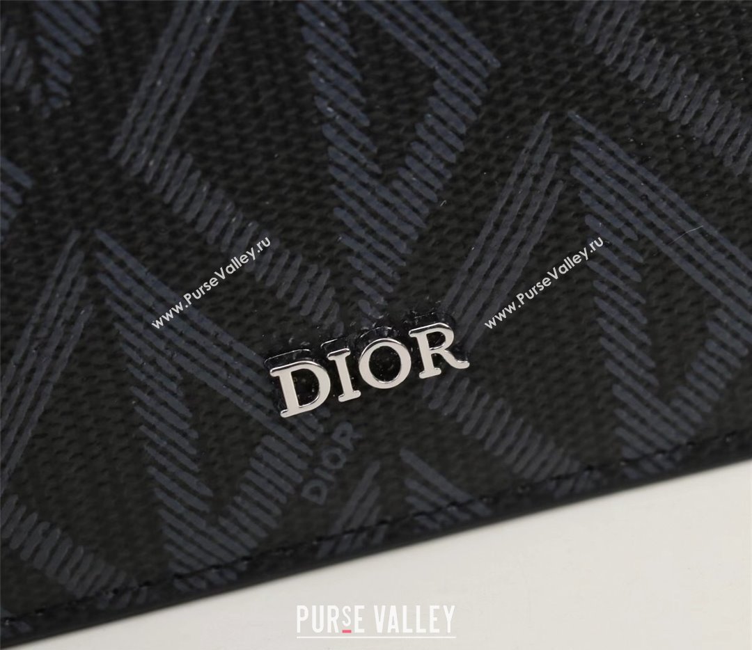 Dior Zipped Card Holder in Black CD Diamond Canvas (ziyin-23101325)