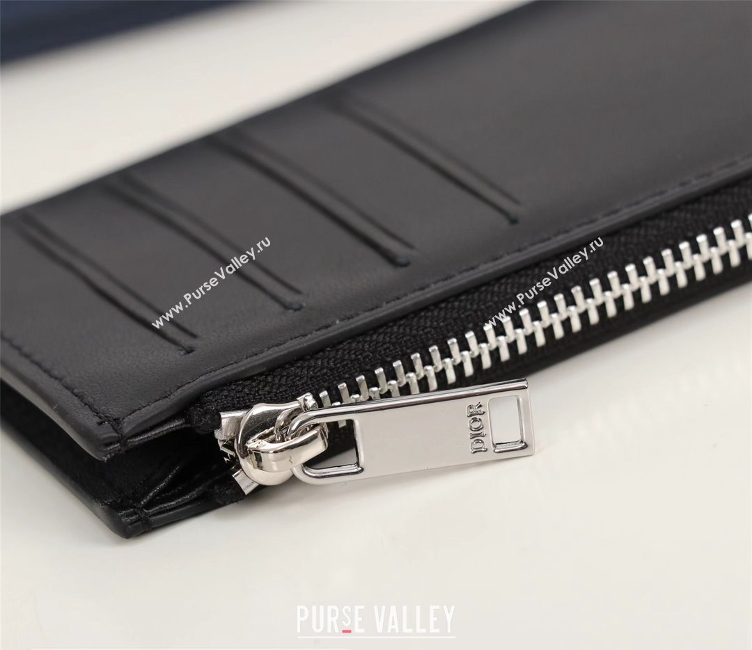 Dior Zipped Card Holder in Black CD Diamond Canvas (ziyin-23101325)