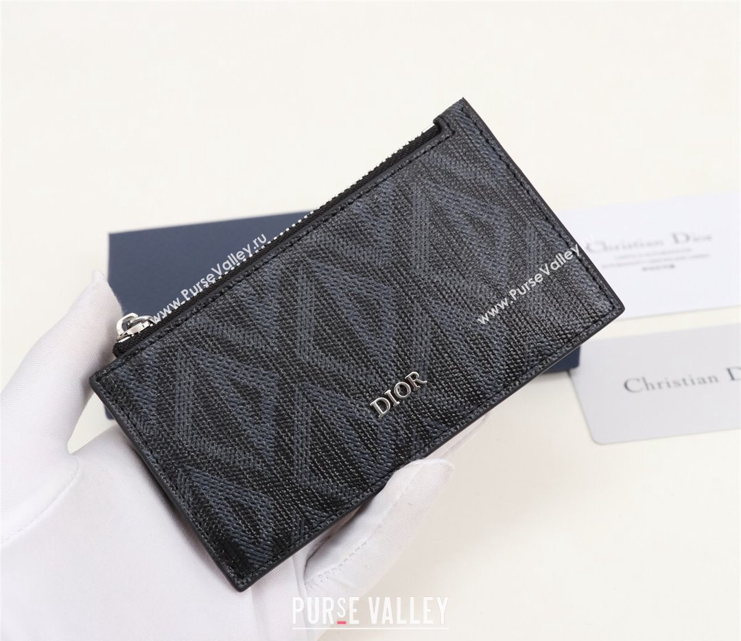 Dior Zipped Card Holder in Black CD Diamond Canvas (ziyin-23101325)