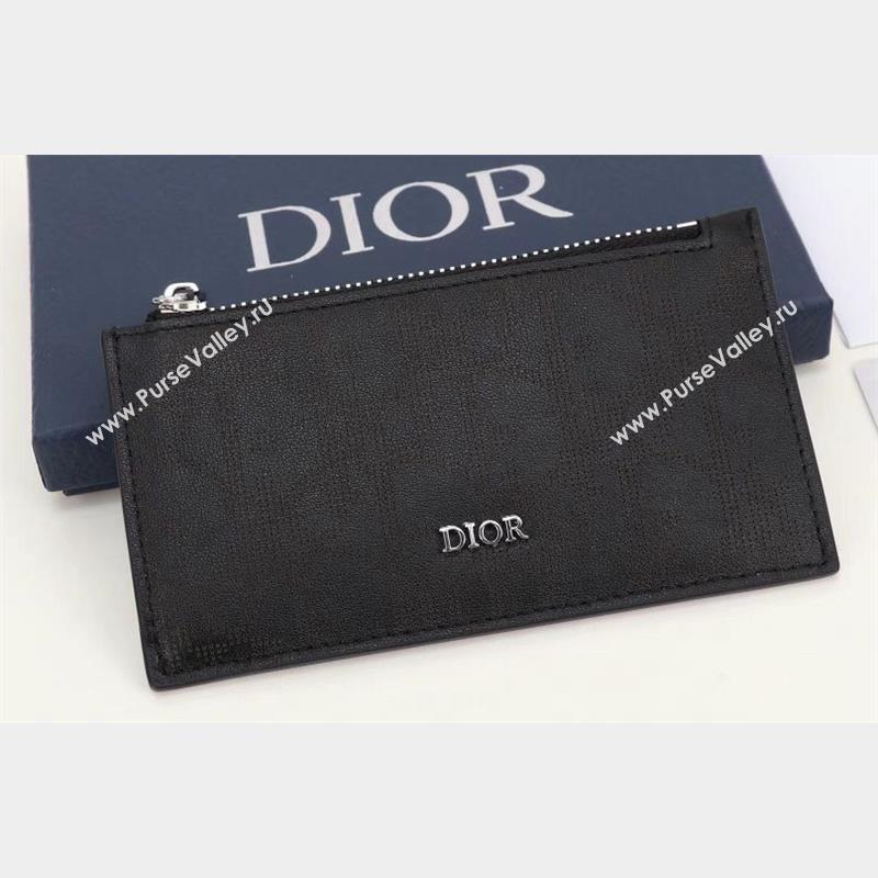 Dior Zipped Card Holder in Black Dior Oblique Galaxy Calfskin (ziyin-23101324)
