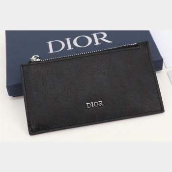 Dior Zipped Card Holder in Black Dior Oblique Galaxy Calfskin (ziyin-23101324)