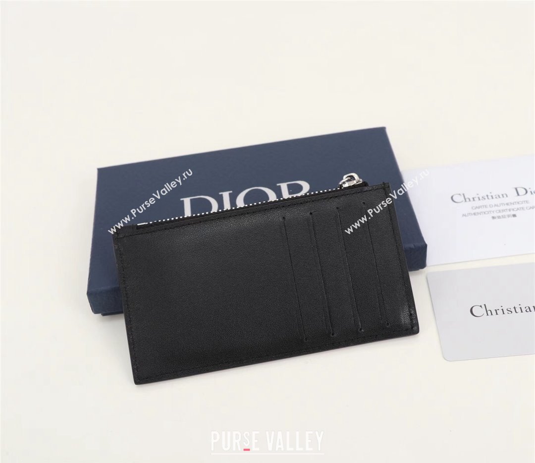 Dior Zipped Card Holder in Black Dior Oblique Galaxy Calfskin (ziyin-23101324)