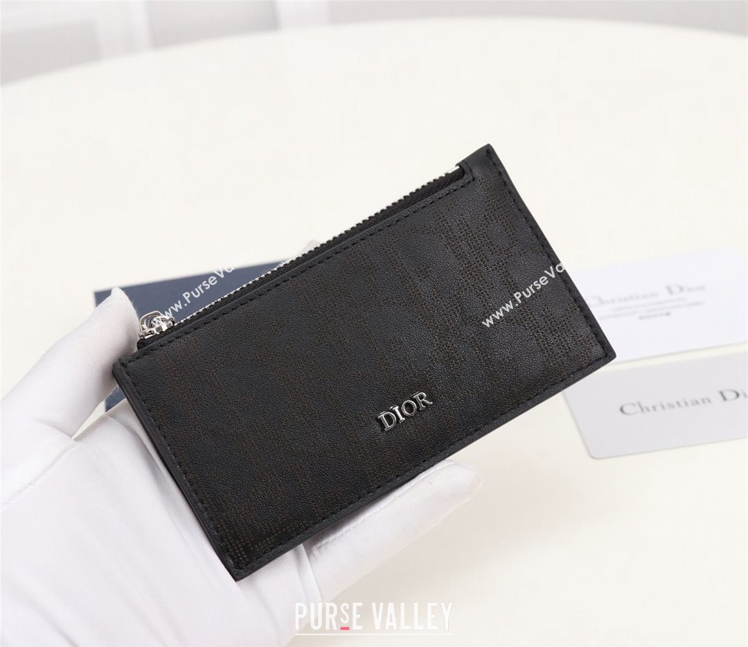 Dior Zipped Card Holder in Black Dior Oblique Galaxy Calfskin (ziyin-23101324)