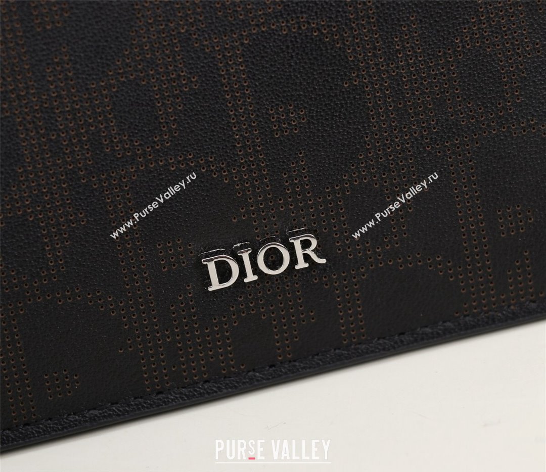 Dior Zipped Card Holder in Black Dior Oblique Galaxy Calfskin (ziyin-23101324)