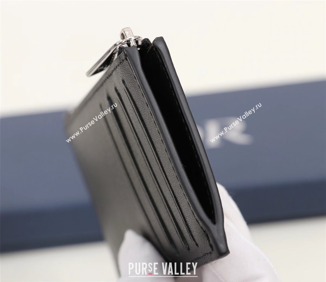 Dior Zipped Card Holder in Black Dior Oblique Galaxy Calfskin (ziyin-23101324)