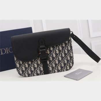 Dior Saddle A5 Pouch Bag in Beige and Black Dior Oblique Jacquard and Black Grained Calfskin (ziyin-23101342)