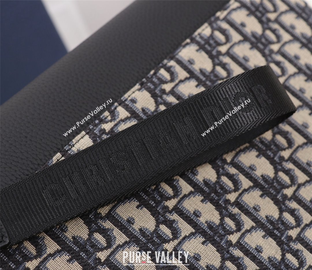 Dior Saddle A5 Pouch Bag in Beige and Black Dior Oblique Jacquard and Black Grained Calfskin (ziyin-23101342)