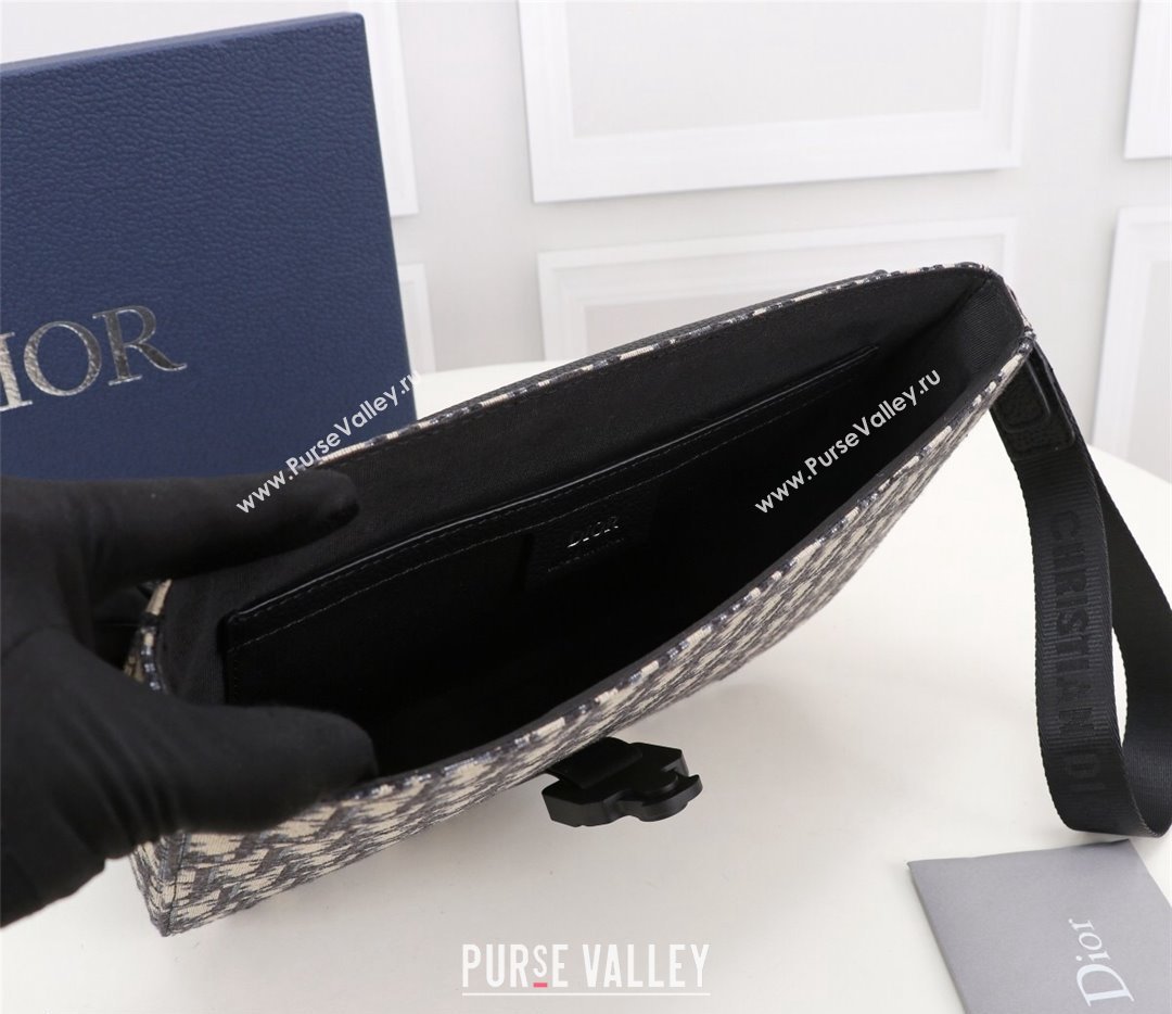 Dior Saddle A5 Pouch Bag in Beige and Black Dior Oblique Jacquard and Black Grained Calfskin (ziyin-23101342)