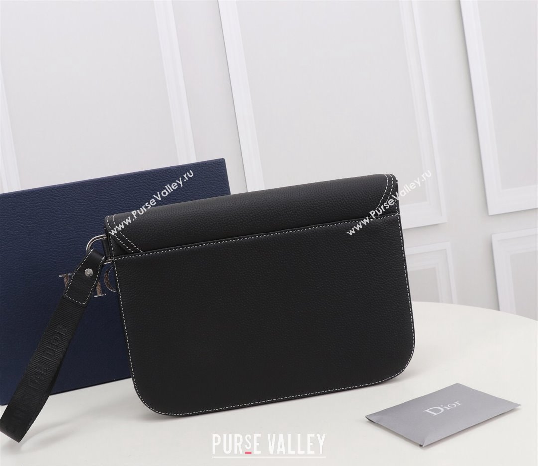 Dior Saddle A5 Pouch Bag in Black Grained Calfskin (ziyin-23101343)