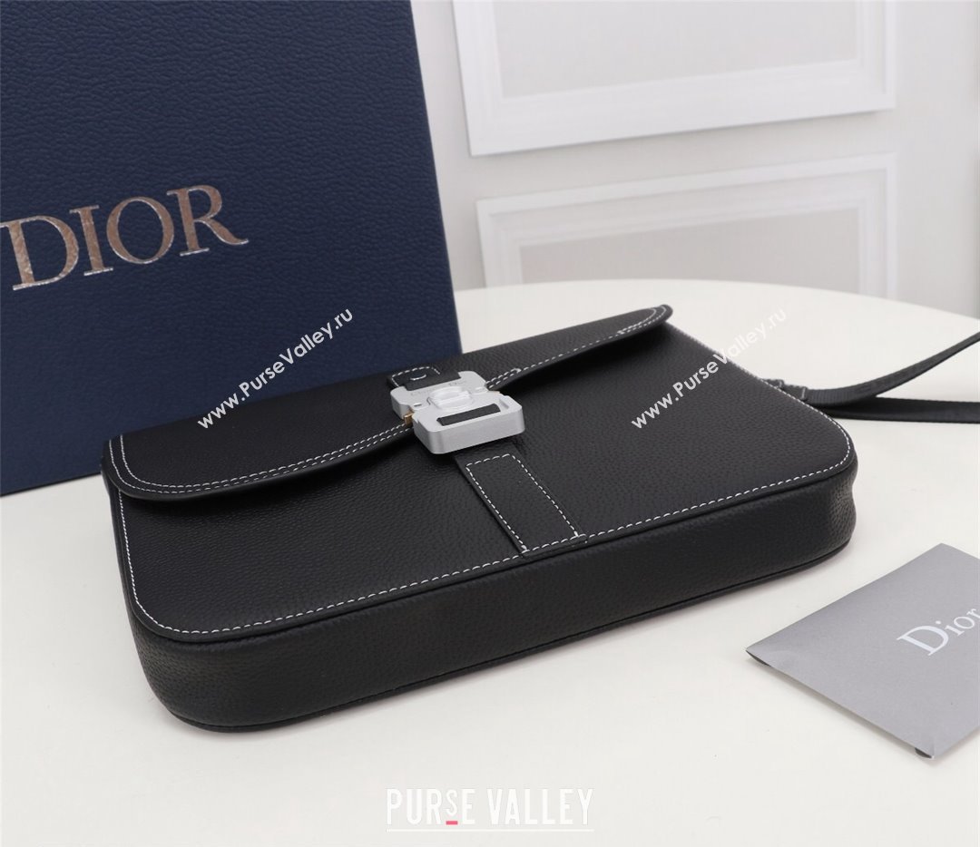 Dior Saddle A5 Pouch Bag in Black Grained Calfskin (ziyin-23101343)