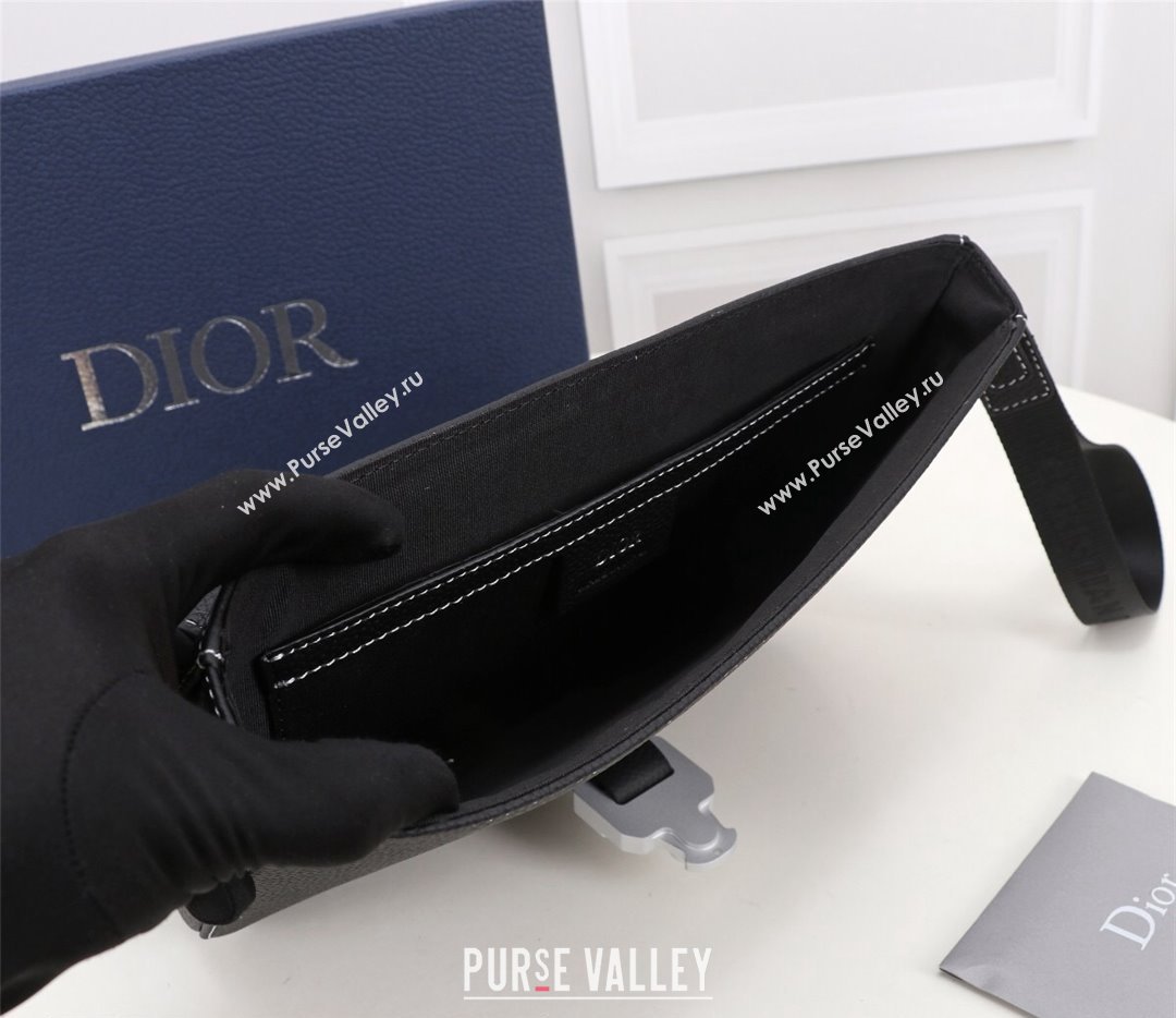 Dior Saddle A5 Pouch Bag in Black Grained Calfskin (ziyin-23101343)