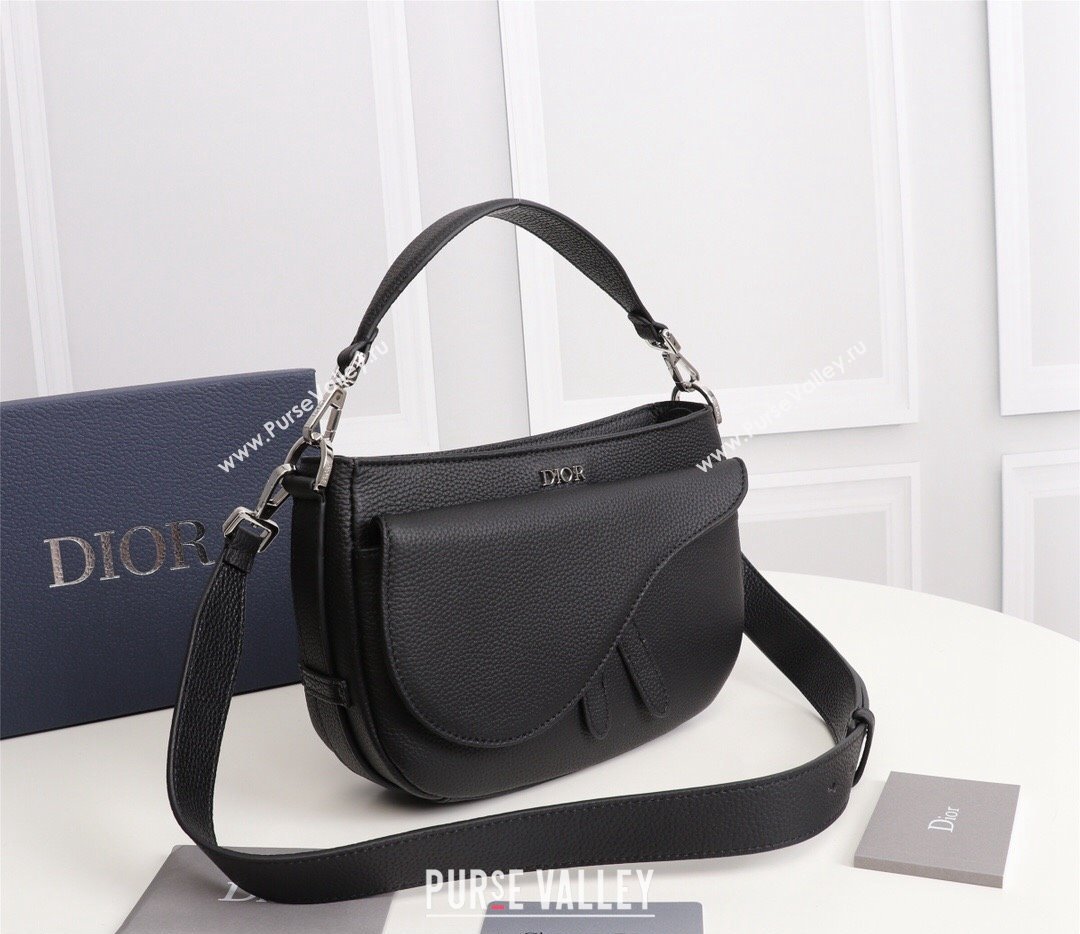 Dior Saddle Soft Mini Bag in Black Grained Calfskin (ziyin-23101341)