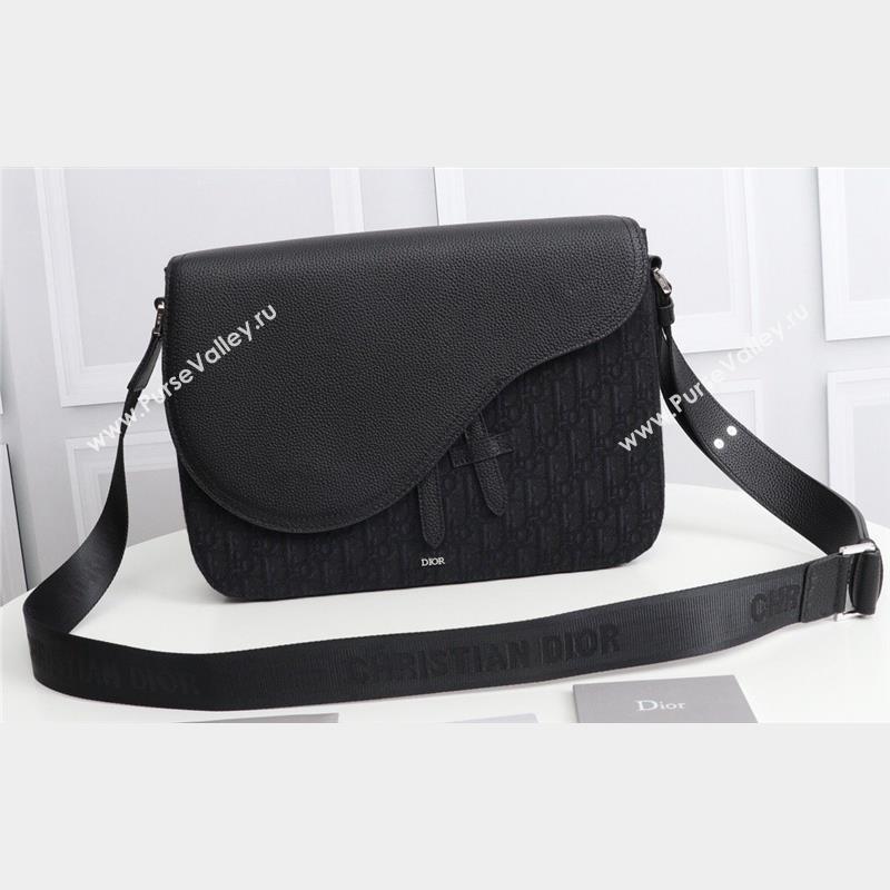 Dior Mini Saddle Messenger Bag in Black Dior Oblique Jacquard (ziyin-23101337)