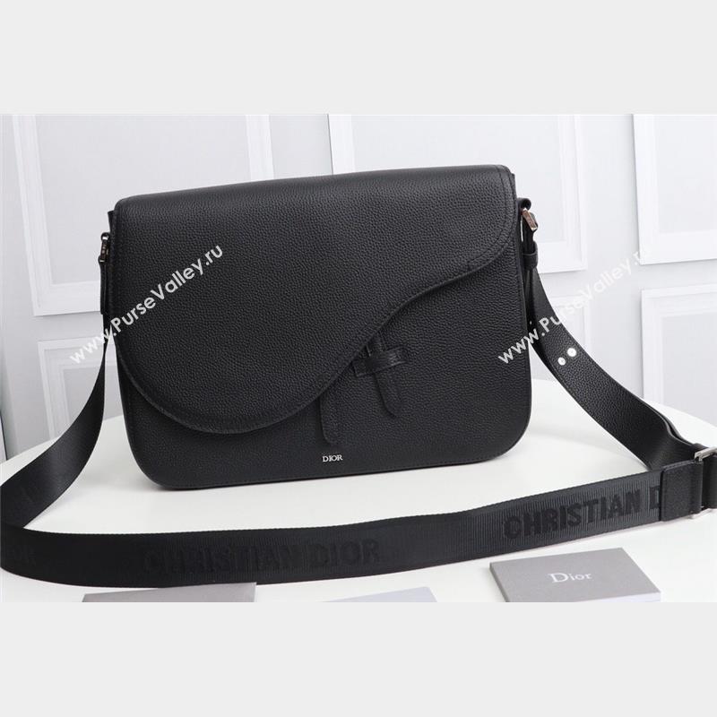 Dior Mini Saddle Messenger Bag in Black Grained Calfskin (ziyin-23101338)