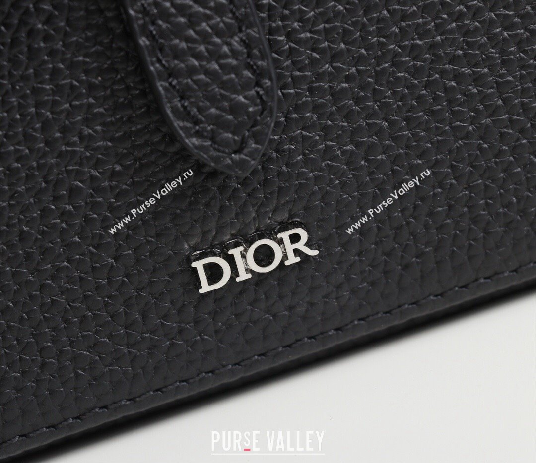 Dior Mini Saddle Messenger Bag in Black Grained Calfskin (ziyin-23101338)