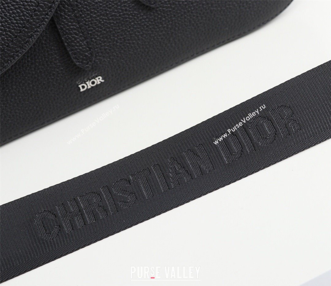 Dior Mini Saddle Messenger Bag in Black Grained Calfskin (ziyin-23101338)