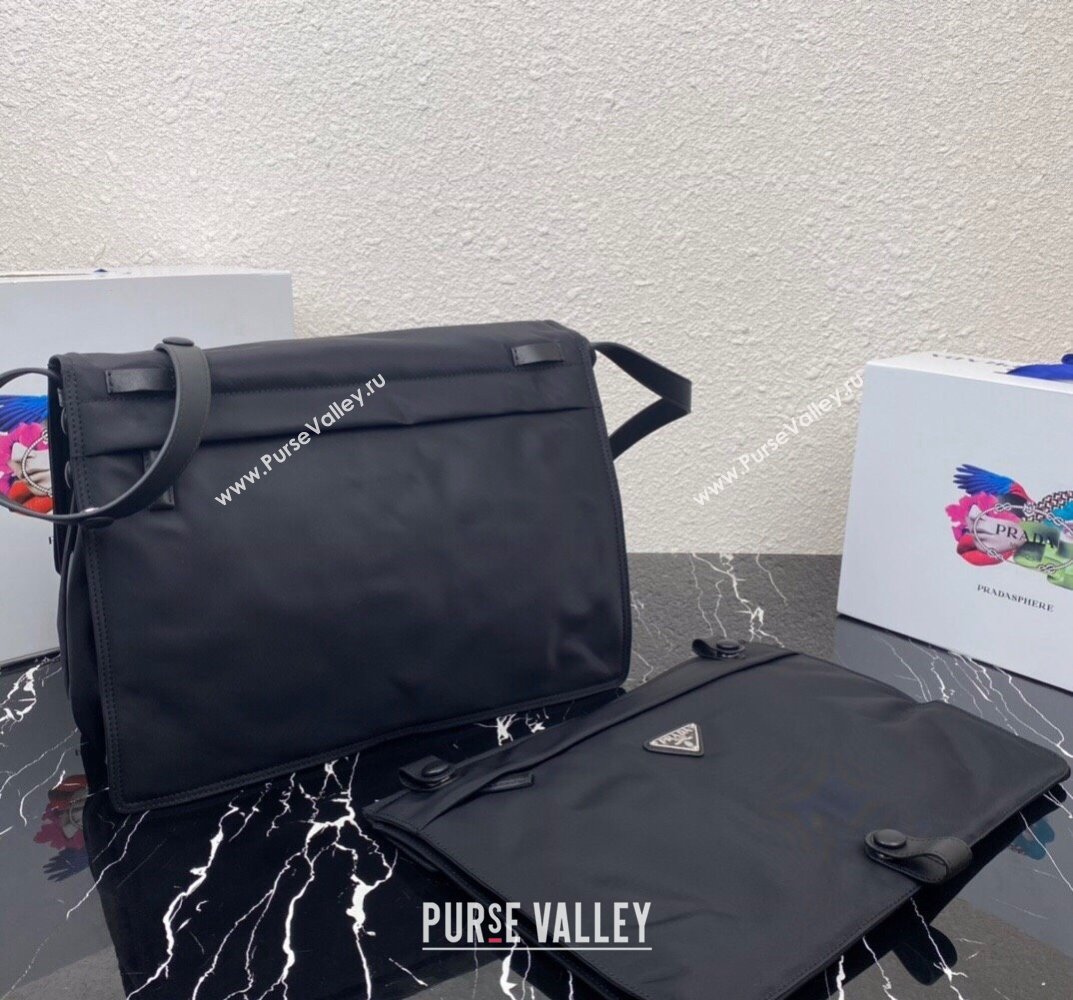 Prada Re-nylon Large Padded Shoulder Bag 1BC208 Black 2023 (ziyin-23101636)