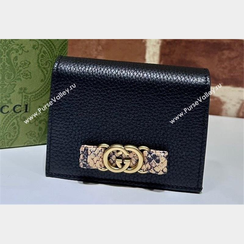 Gucci Wallet with Interlocking G python bow 746059 Black (dlh-23101754)
