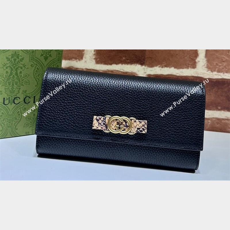 Gucci Wallet with Interlocking G python bow 750461 Black (dlh-23101751)