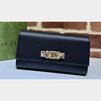 Gucci Wallet with Interlocking G python bow 750461 Black (dlh-23101751)