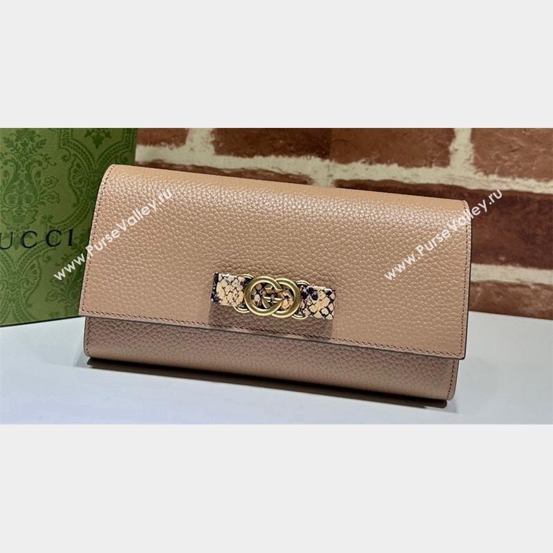 Gucci Wallet with Interlocking G python bow 750461 Nude (dlh-23101753)