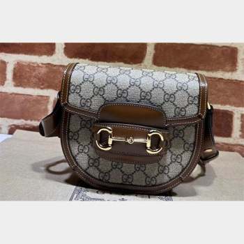 Gucci Horsebit 1955 mini rounded bag 760191 Beige and ebony GG Supreme (dlh-23101740)