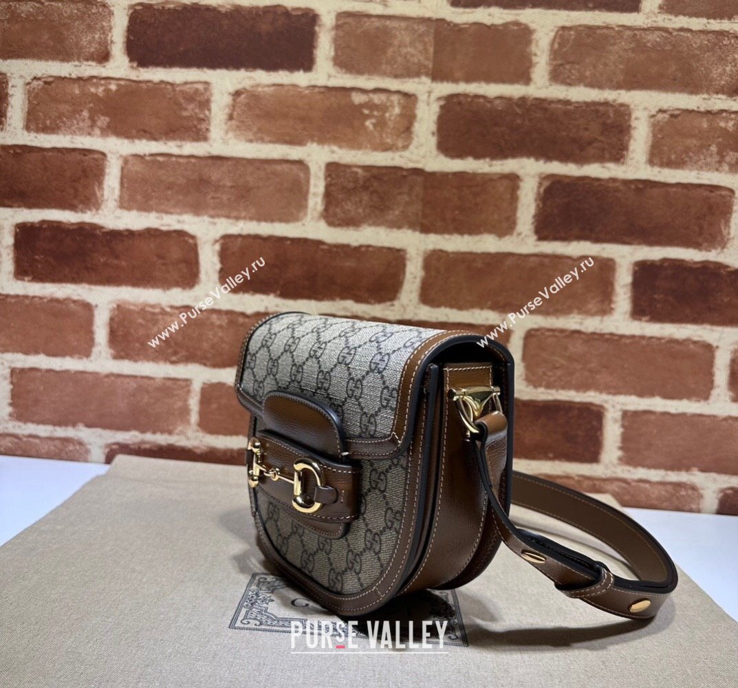 Gucci Horsebit 1955 mini rounded bag 760191 Beige and ebony GG Supreme (dlh-23101740)
