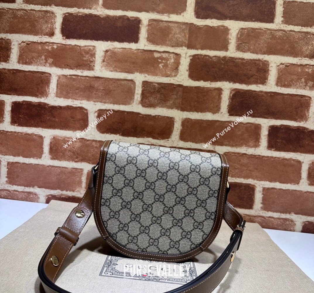 Gucci Horsebit 1955 mini rounded bag 760191 Beige and ebony GG Supreme (dlh-23101740)