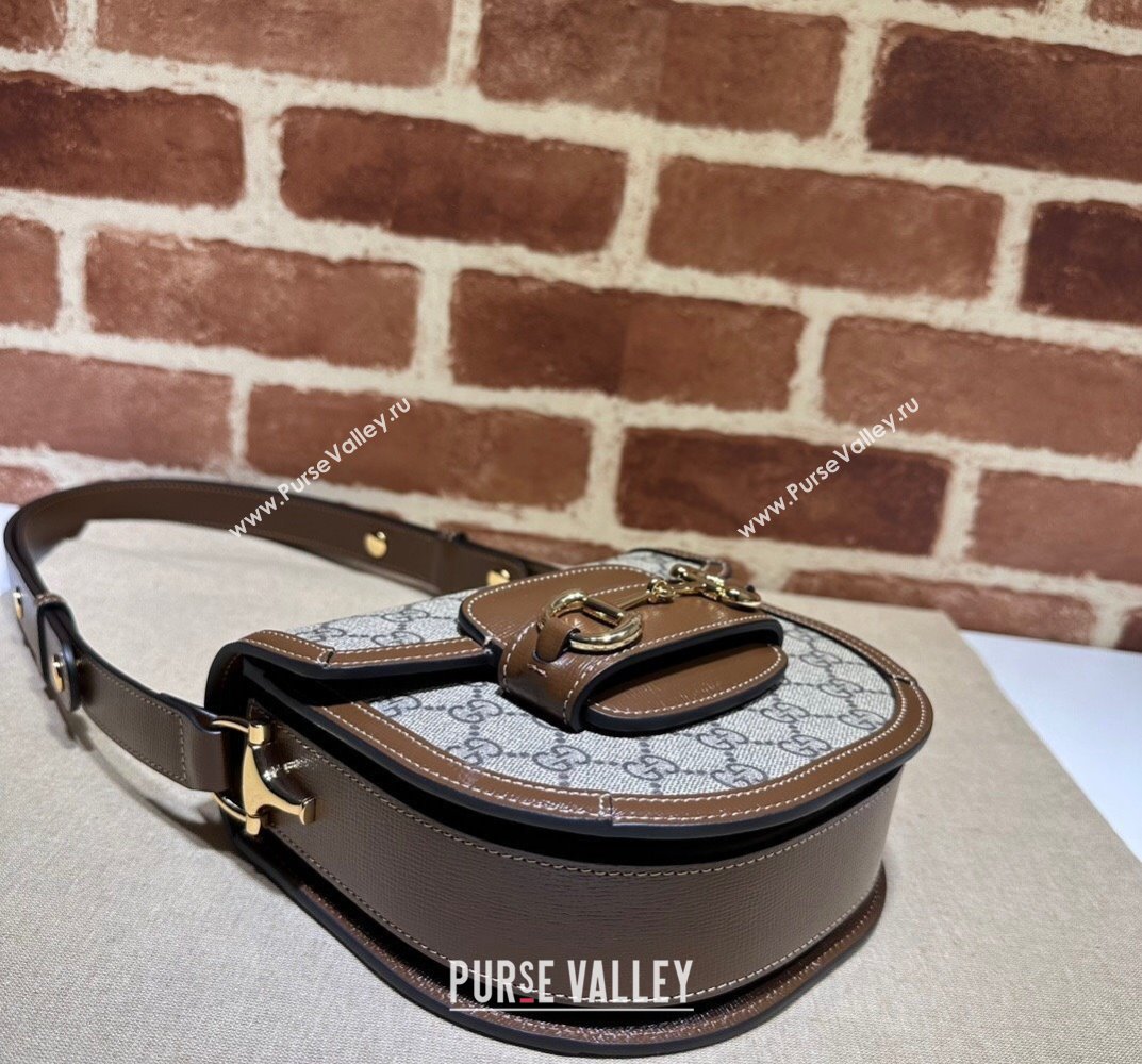 Gucci Horsebit 1955 mini rounded bag 760191 Beige and ebony GG Supreme (dlh-23101740)