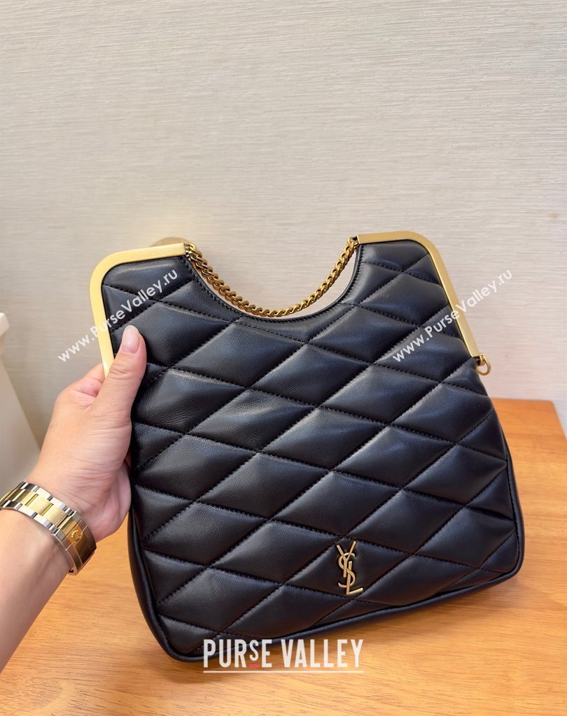 Saint Laurent Cerniera Shoulder Bag in Quilted Leather 754001 Black (yida-23101708)