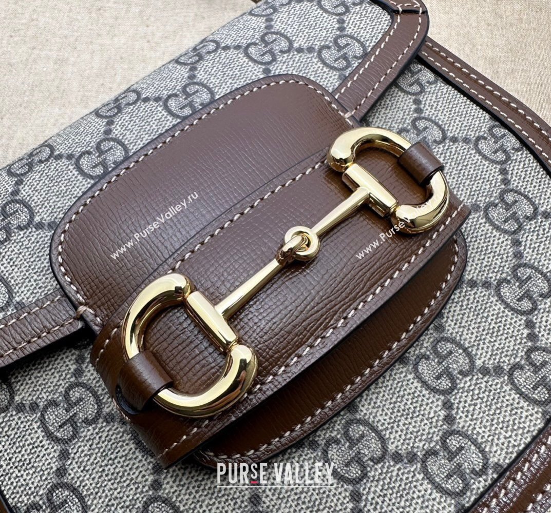 Gucci Horsebit 1955 mini rounded bag 760191 Beige and ebony GG Supreme (dlh-23101740)
