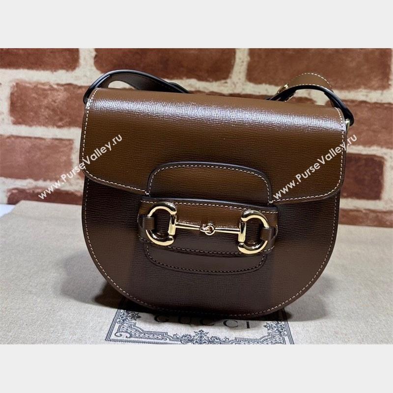 Gucci Horsebit 1955 mini rounded bag 760191 Leather Coffee (dlh-23101739)