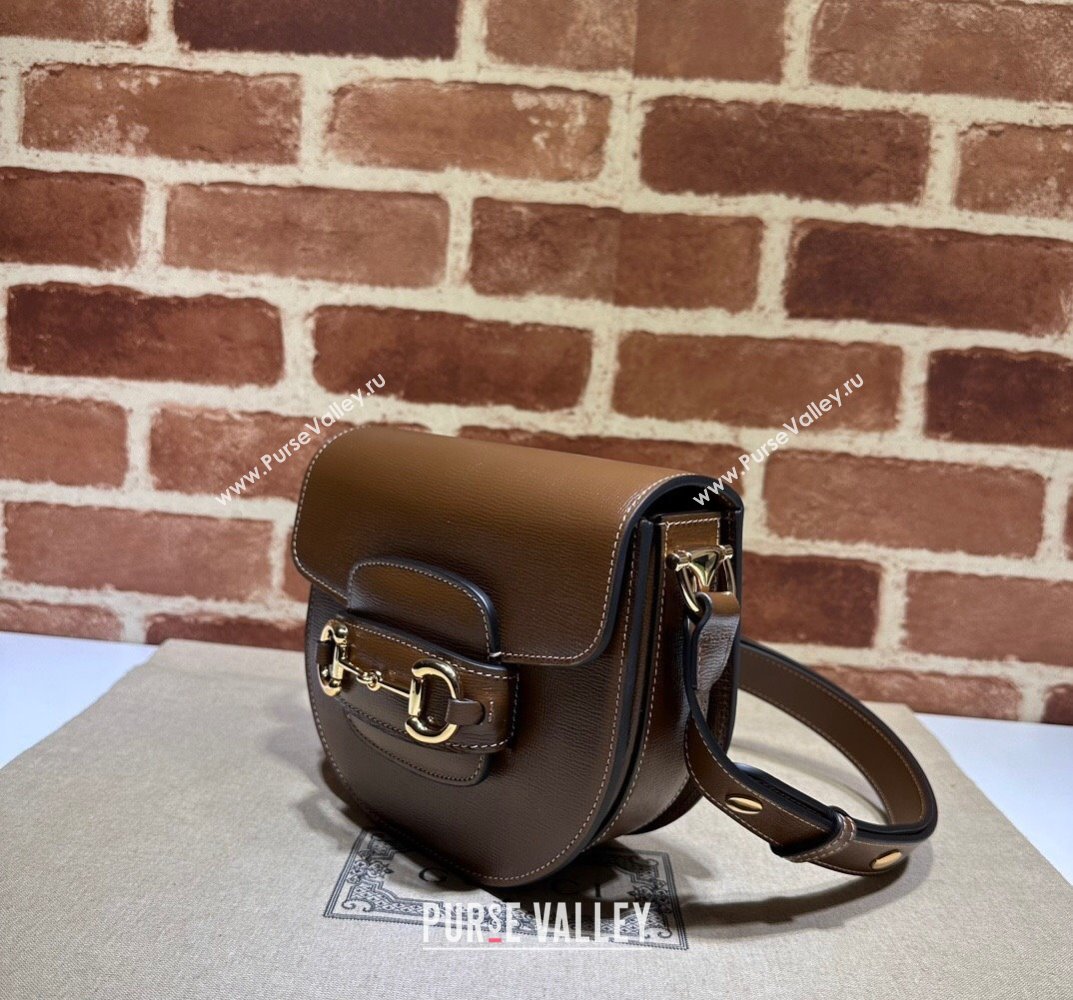 Gucci Horsebit 1955 mini rounded bag 760191 Leather Coffee (dlh-23101739)