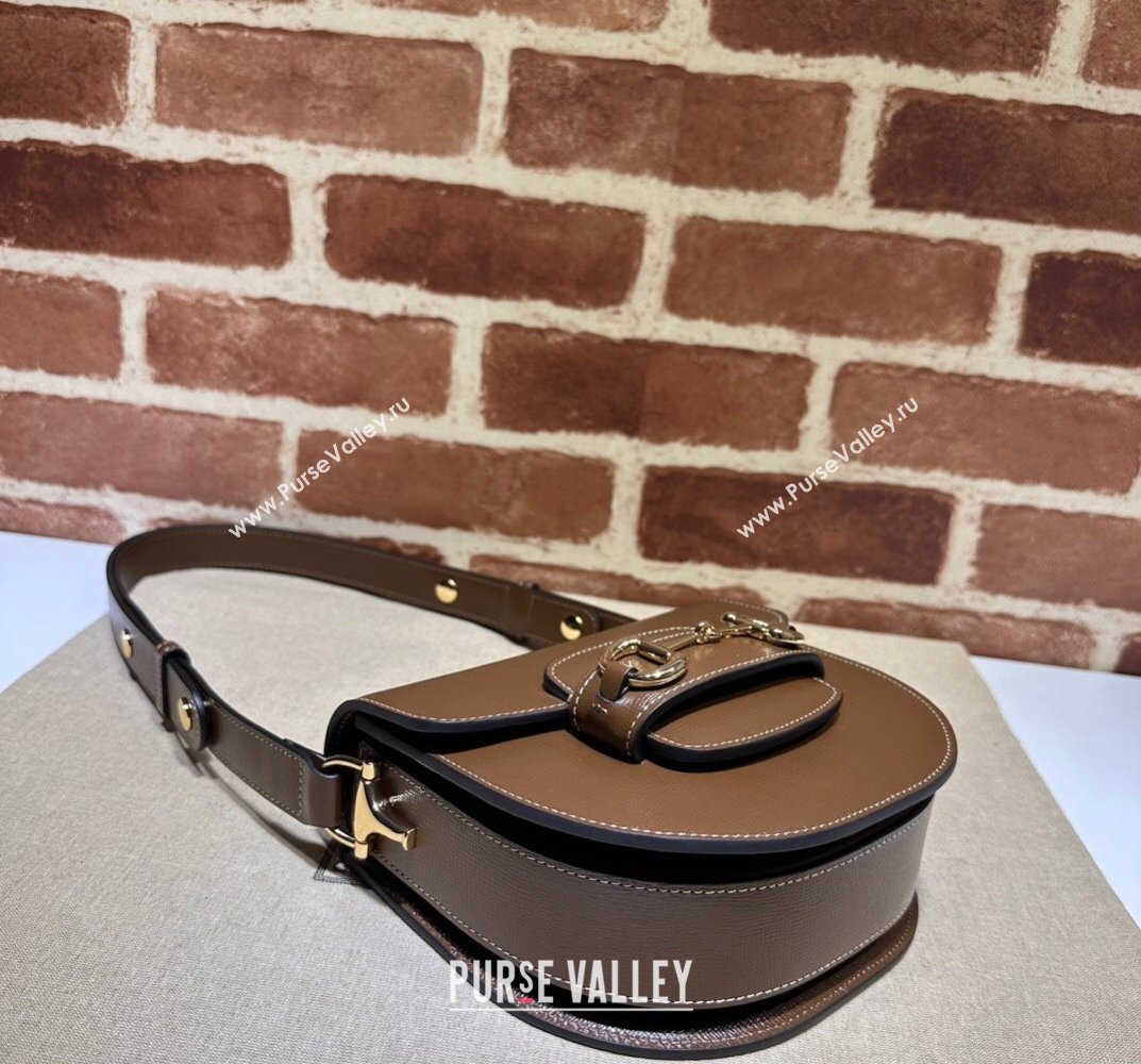 Gucci Horsebit 1955 mini rounded bag 760191 Leather Coffee (dlh-23101739)