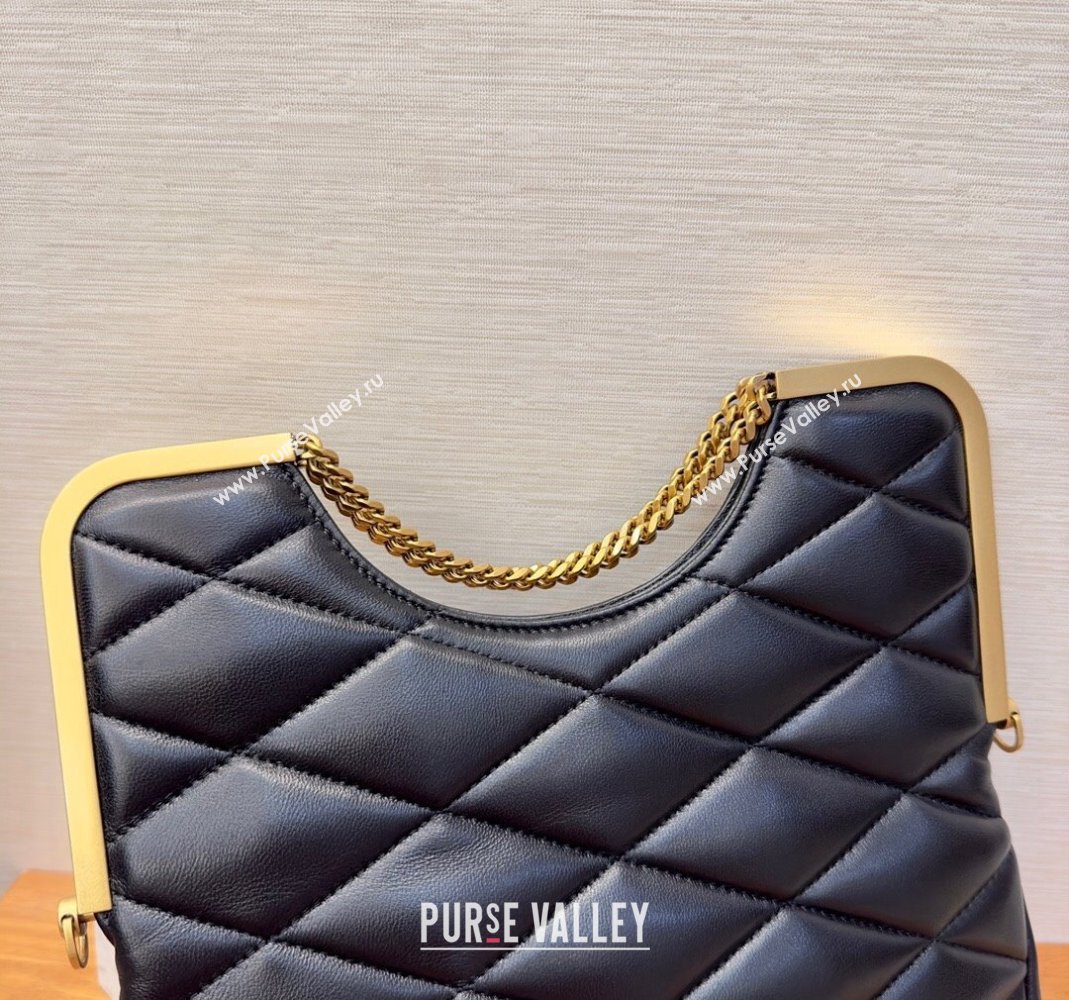 Saint Laurent Cerniera Shoulder Bag in Quilted Leather 754001 Black (yida-23101708)