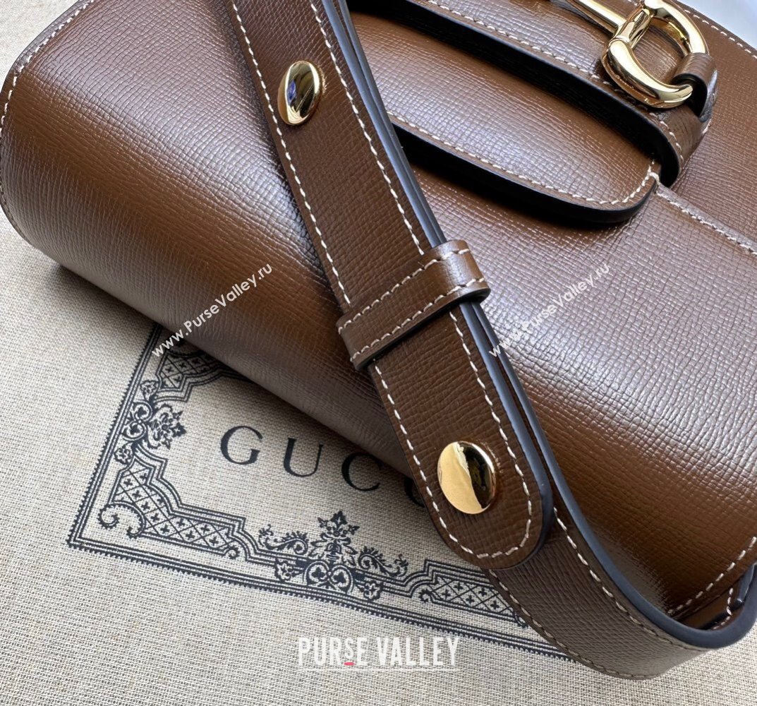 Gucci Horsebit 1955 mini rounded bag 760191 Leather Coffee (dlh-23101739)