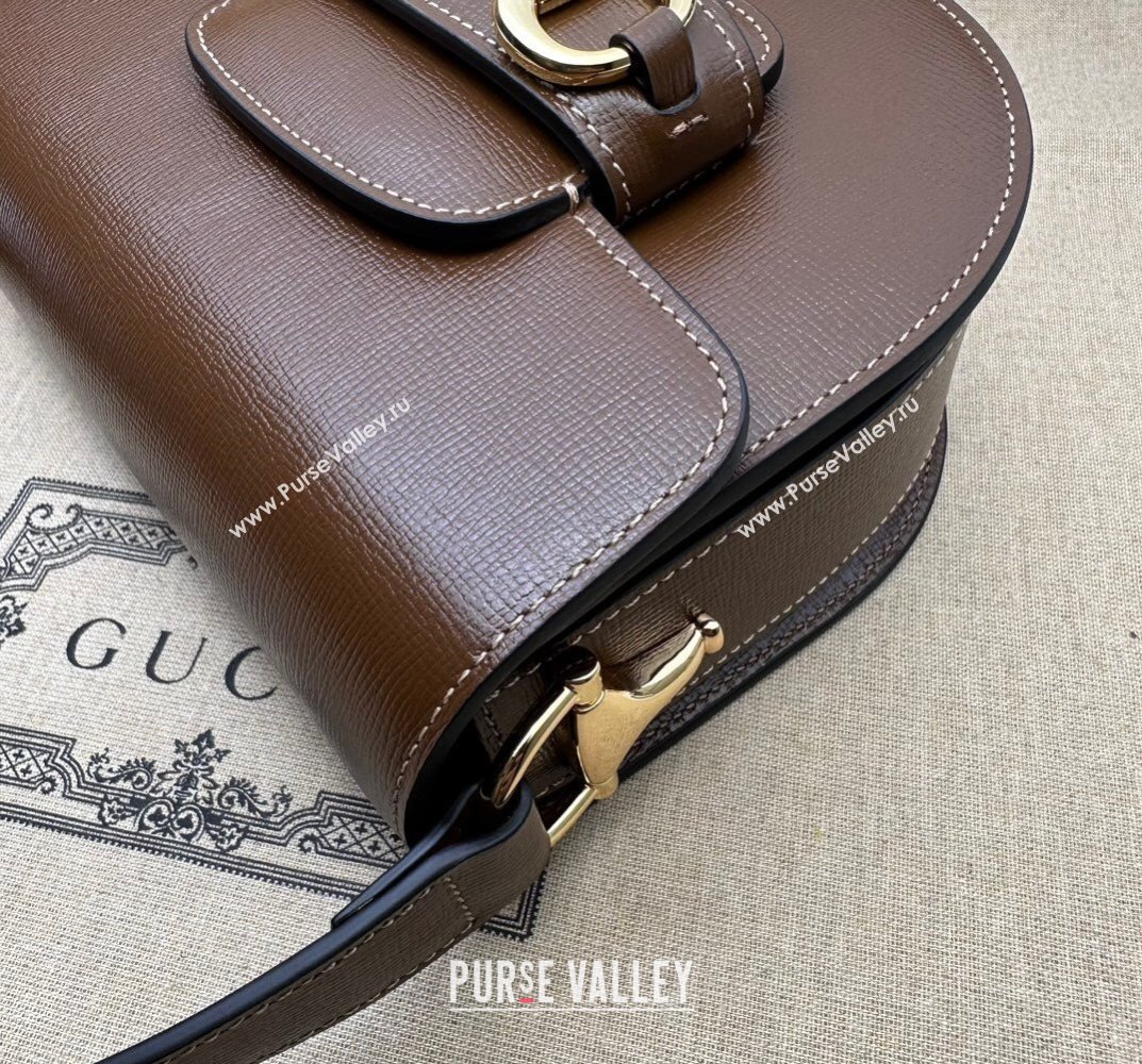 Gucci Horsebit 1955 mini rounded bag 760191 Leather Coffee (dlh-23101739)