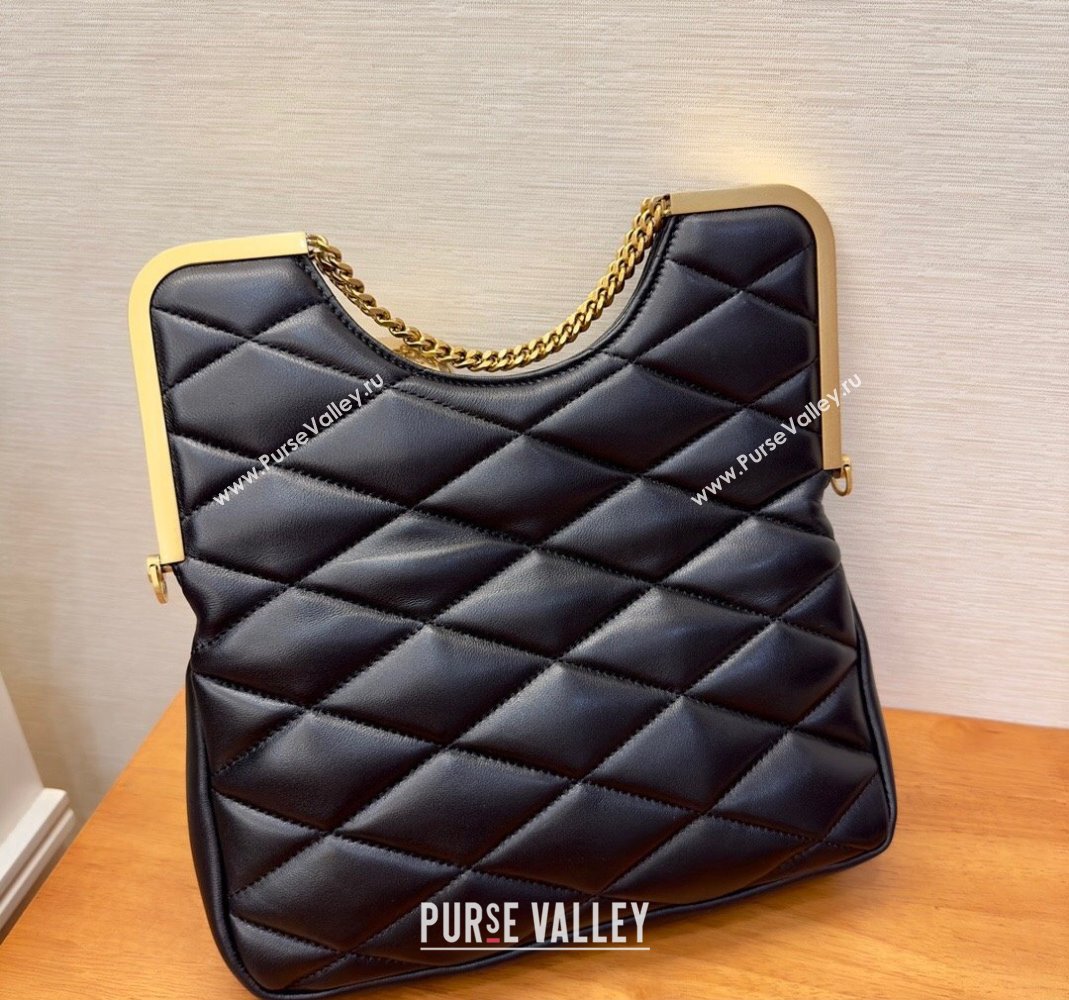 Saint Laurent Cerniera Shoulder Bag in Quilted Leather 754001 Black (yida-23101708)