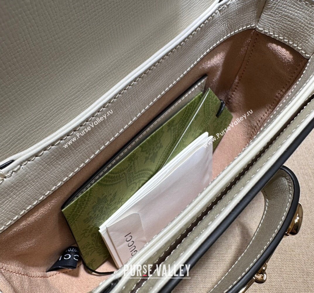 Gucci Horsebit 1955 mini rounded bag 760191 Leather White (dlh-23101738)
