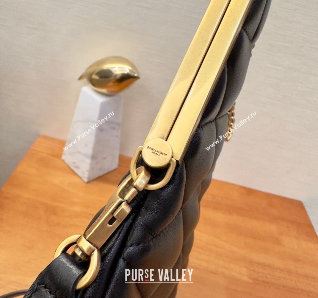 Saint Laurent Cerniera Shoulder Bag in Quilted Leather 754001 Black (yida-23101708)