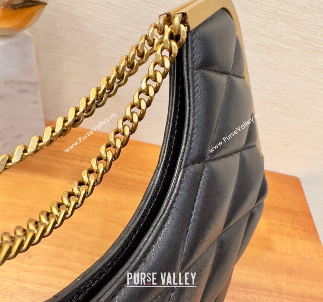 Saint Laurent Cerniera Shoulder Bag in Quilted Leather 754001 Black (yida-23101708)