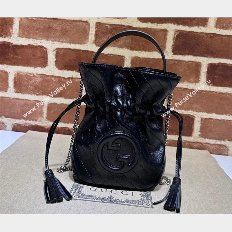 Gucci Blondie mini bucket bag 760313 Leather Black (dlh-23101734)