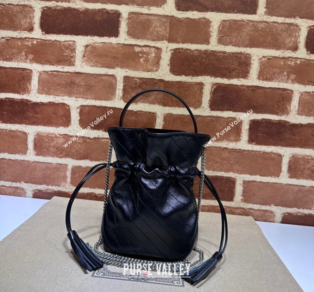 Gucci Blondie mini bucket bag 760313 Leather Black (dlh-23101734)