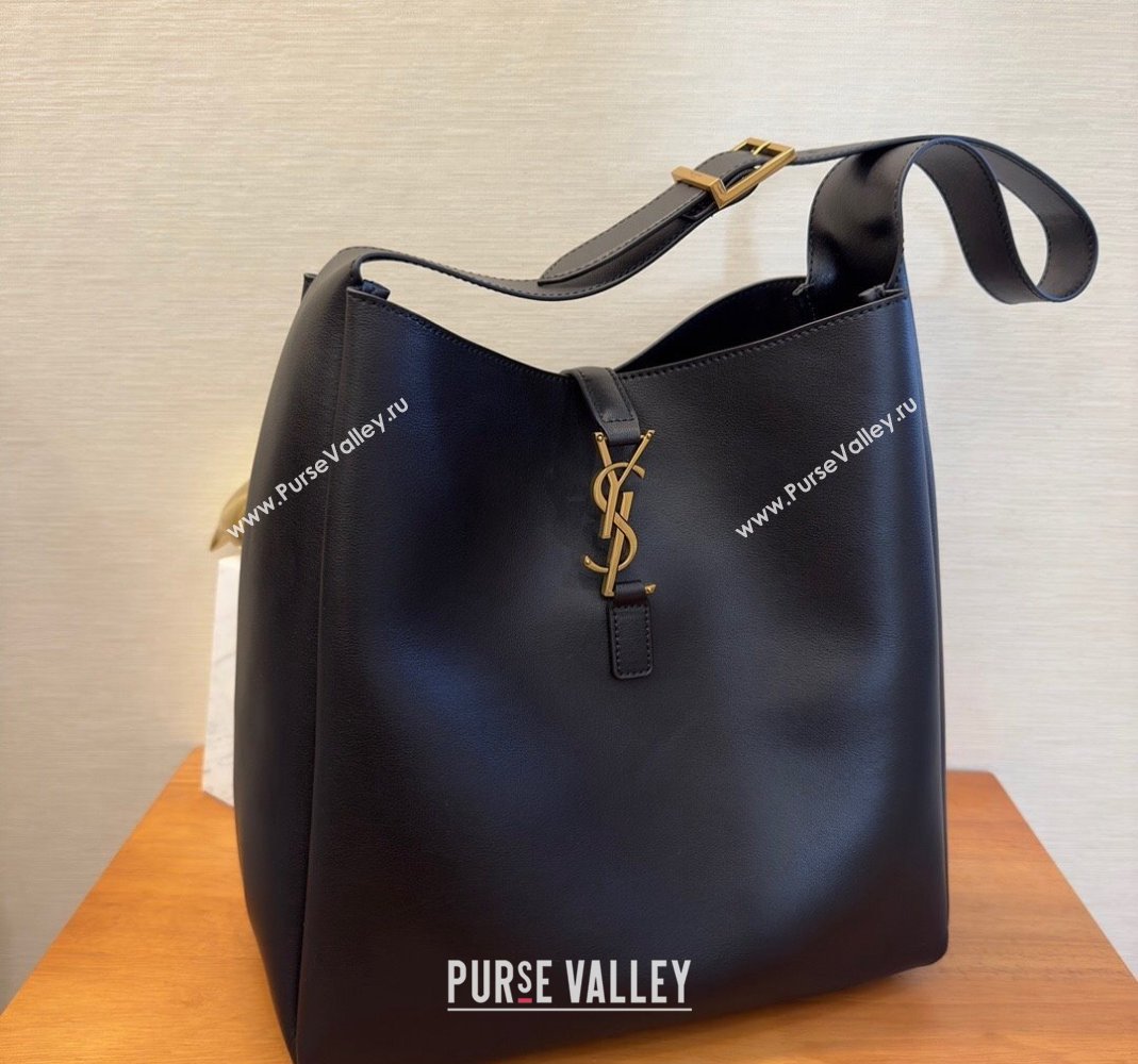 Saint Laurent large le 5 A 7 supple Bag in smooth leather 753837 Black (yida-23101704)
